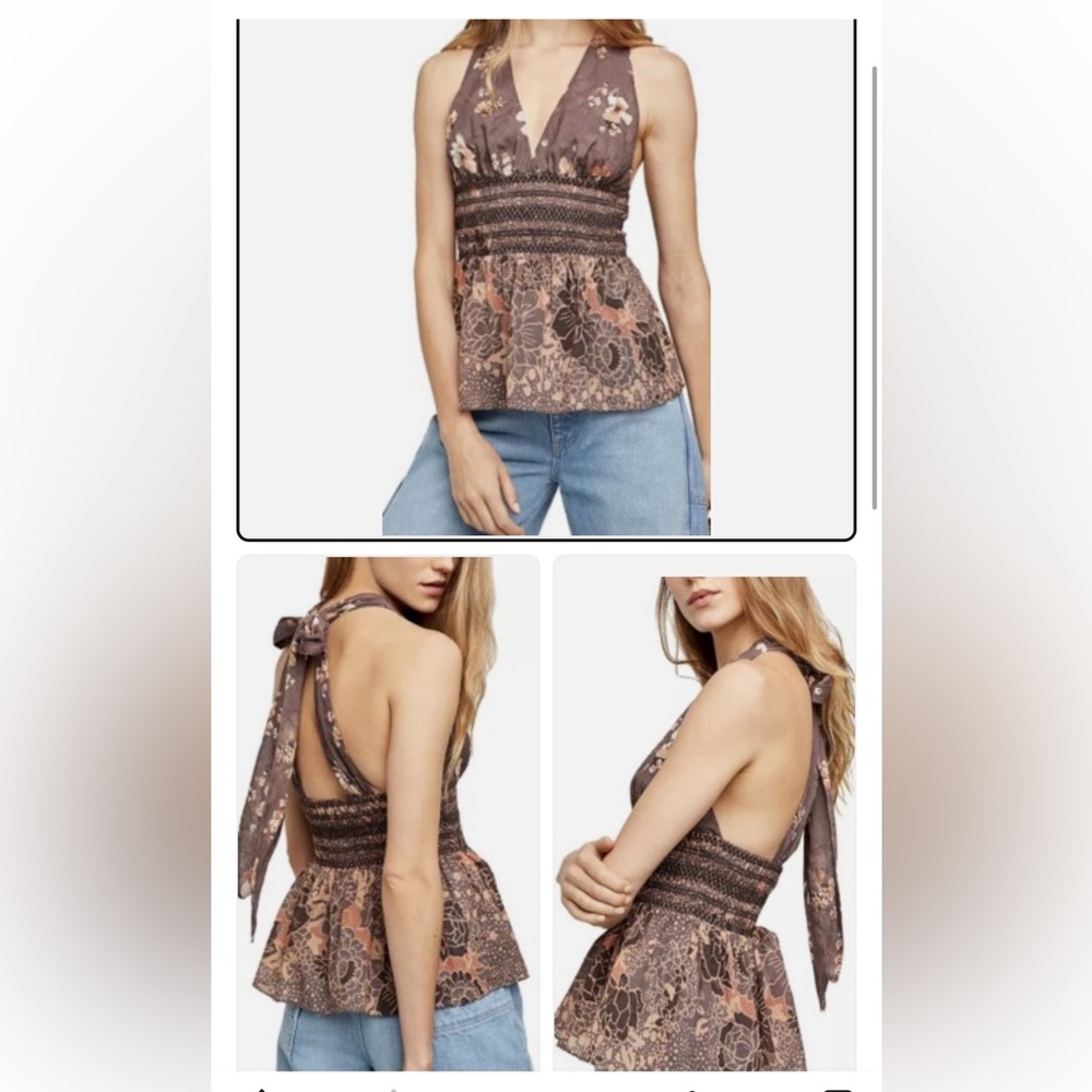 Floral Halter Top - Brown